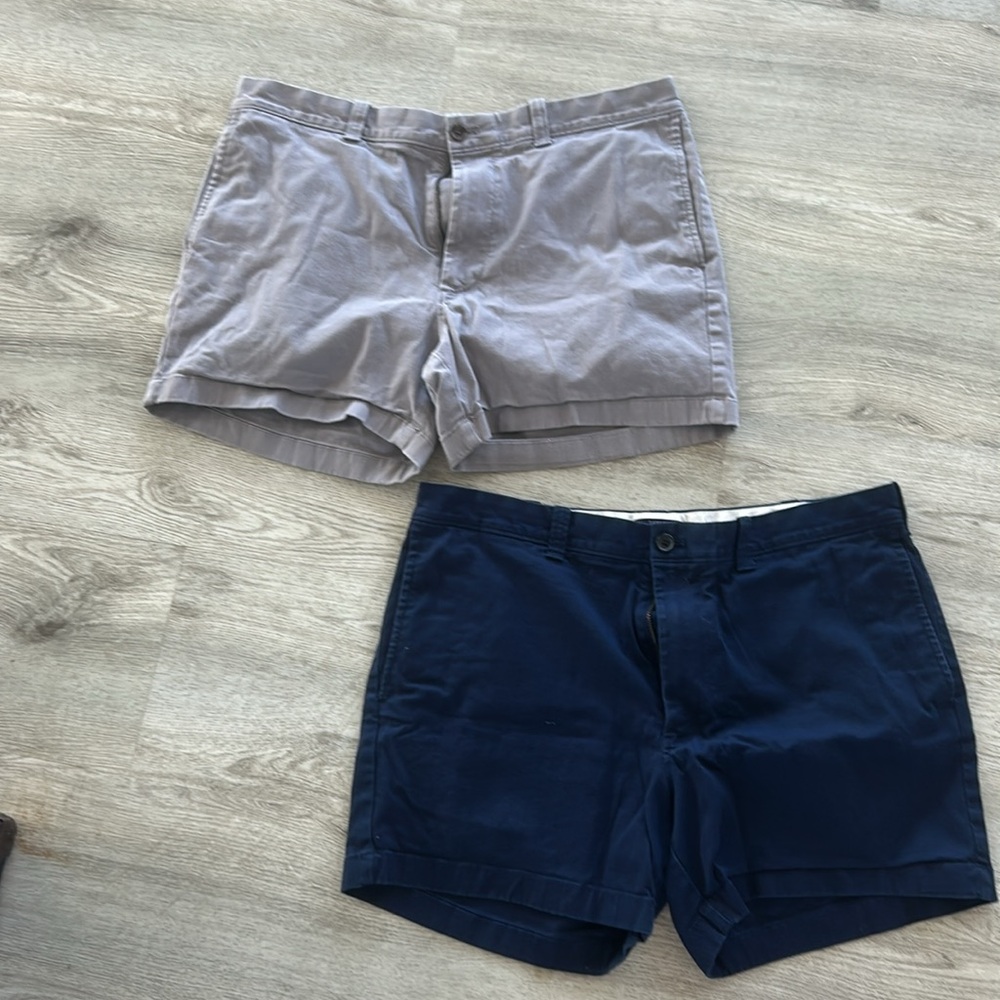 J. Crew Two Pair Men's 5” Flat Front Shorts - Gray and Navy